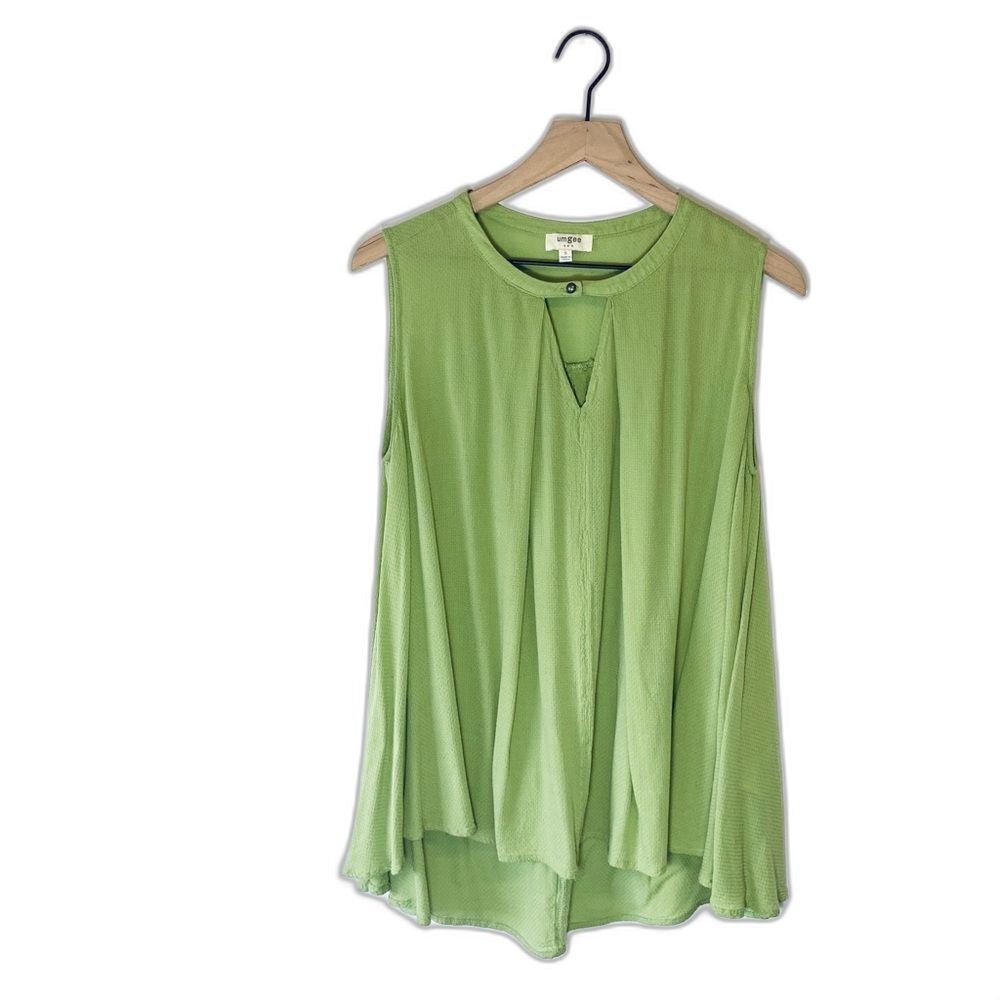 Umgee‎ USA Sage Green Flowy Sleeveless Tunic Top Small Boho Blouse